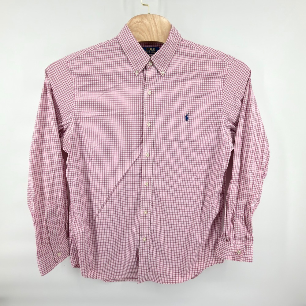 Polo Ralph Lauren Button Down Mens XL Pink White Gingham Performance Classic Fit